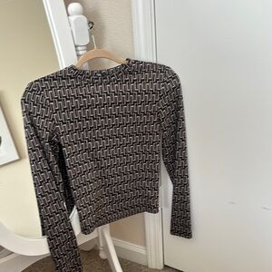 Zara Black and White Crew Neck Top